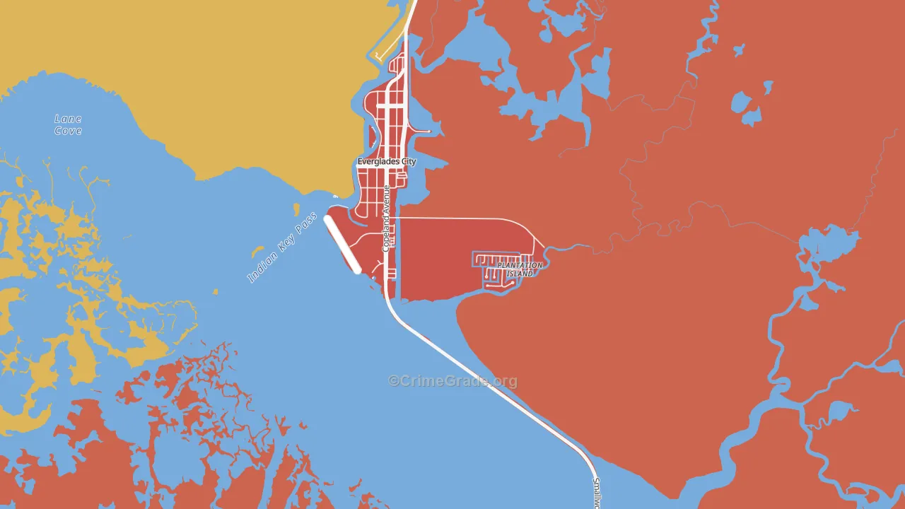 Plantation Island, FL Map of Assault Rates