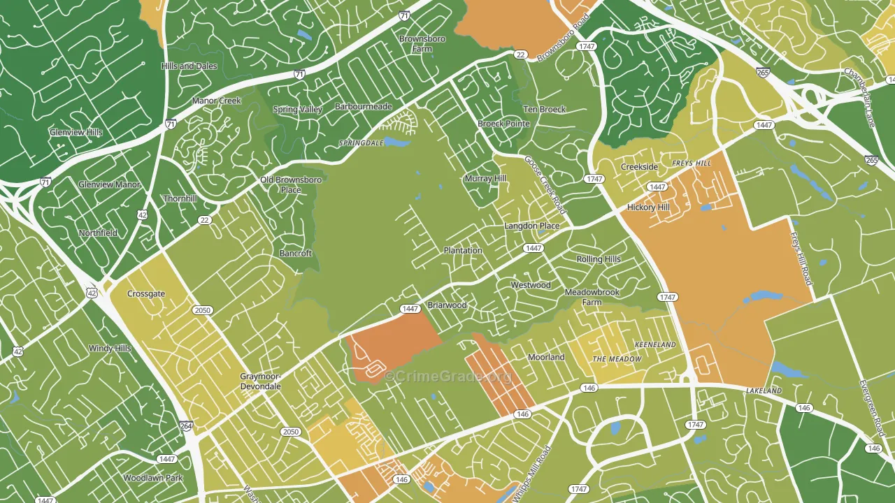 Plantation, KY Map of Assault Rates