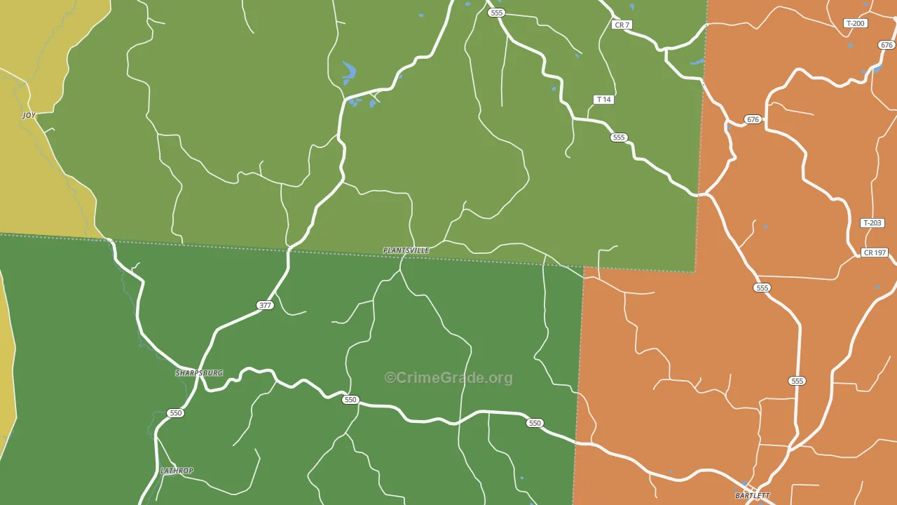 Plantsville, OH Map of Assault Rates