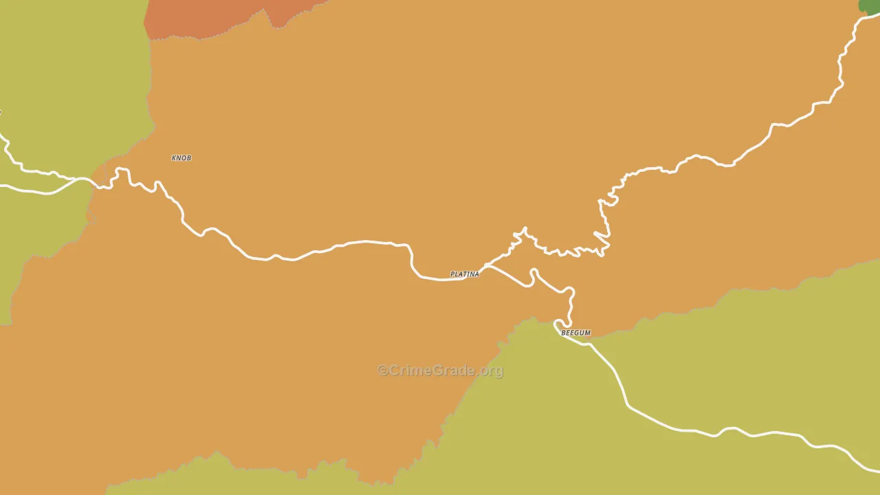 Platina, CA Map of Assault Rates