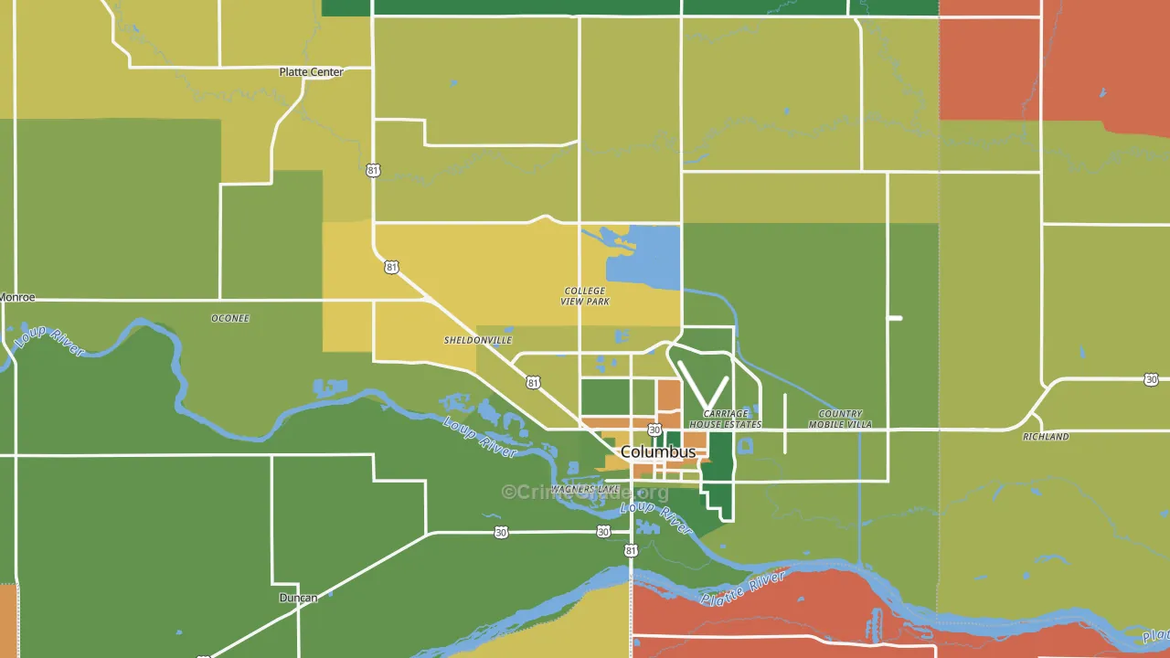 Platte County, NE Map of Assault Rates