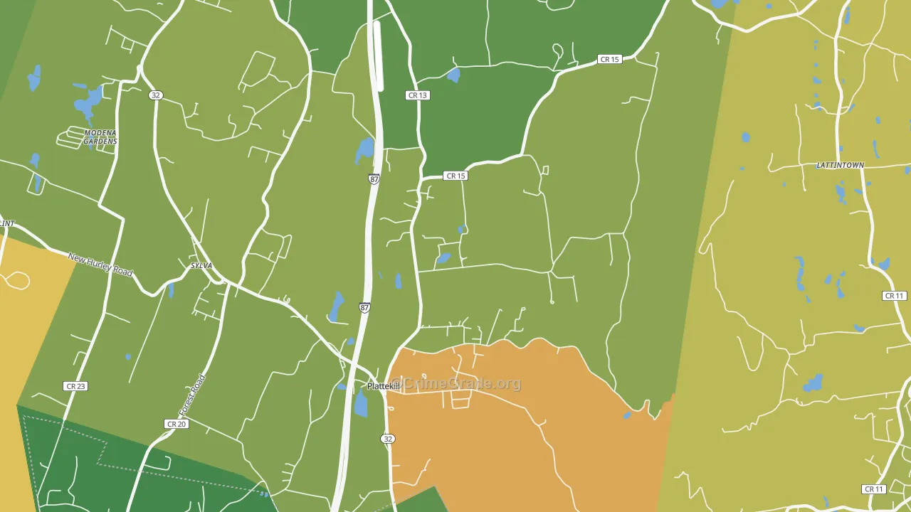 Plattekill, NY Map of Assault Rates