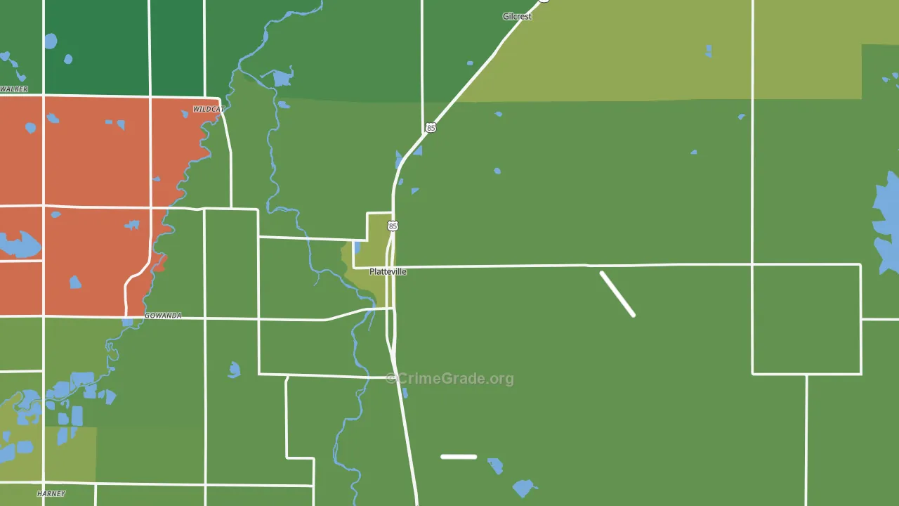 Platteville, CO Map of Assault Rates