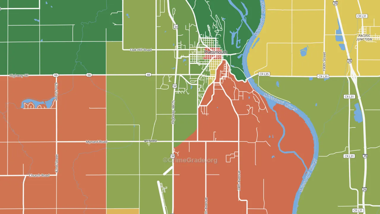 Plattsmouth, NE Map of Assault Rates