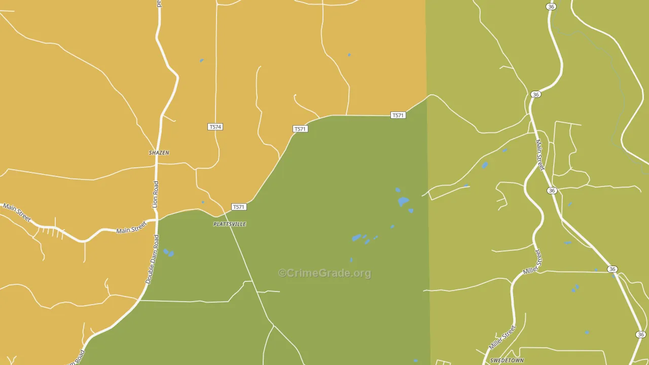 Plattsville, PA Map of Assault Rates