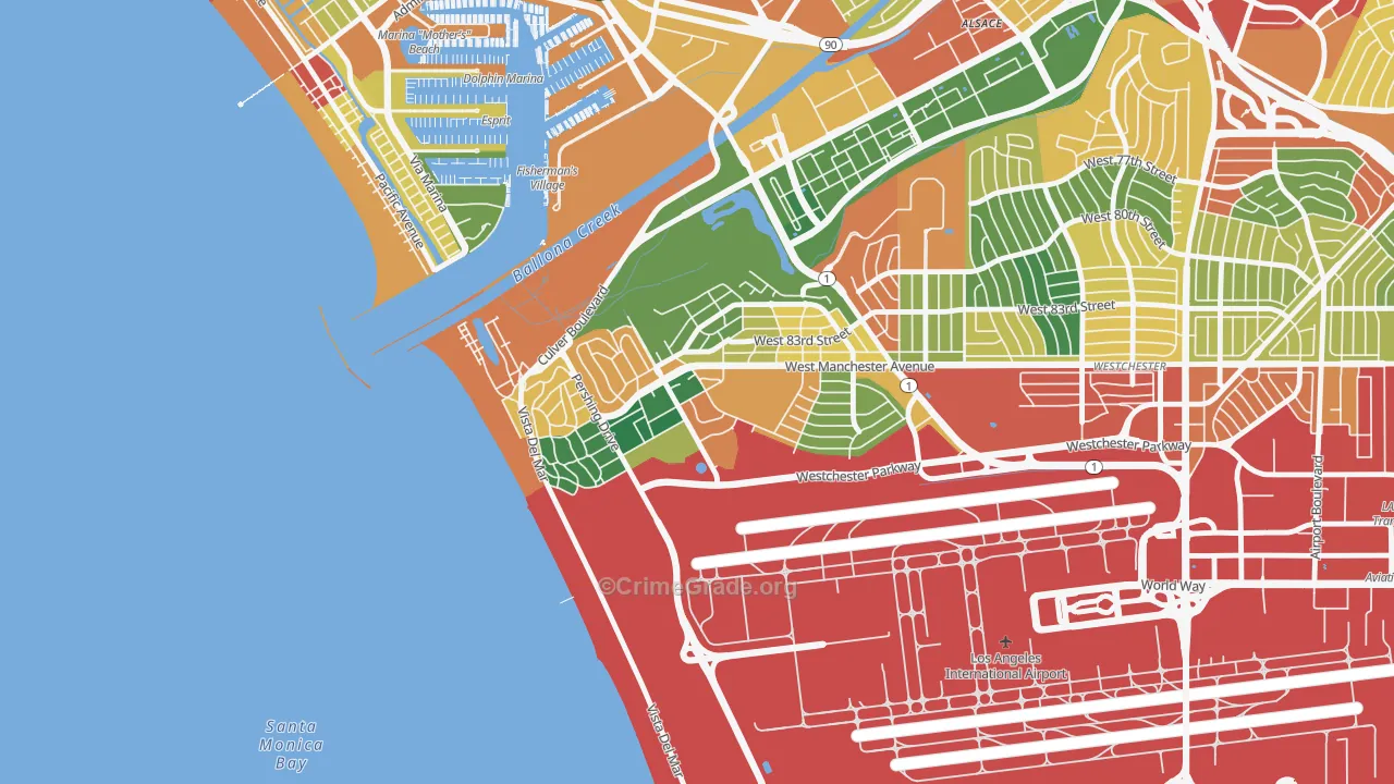 Playa del Ray, Playa Del Rey, CA Map of Assault Rates