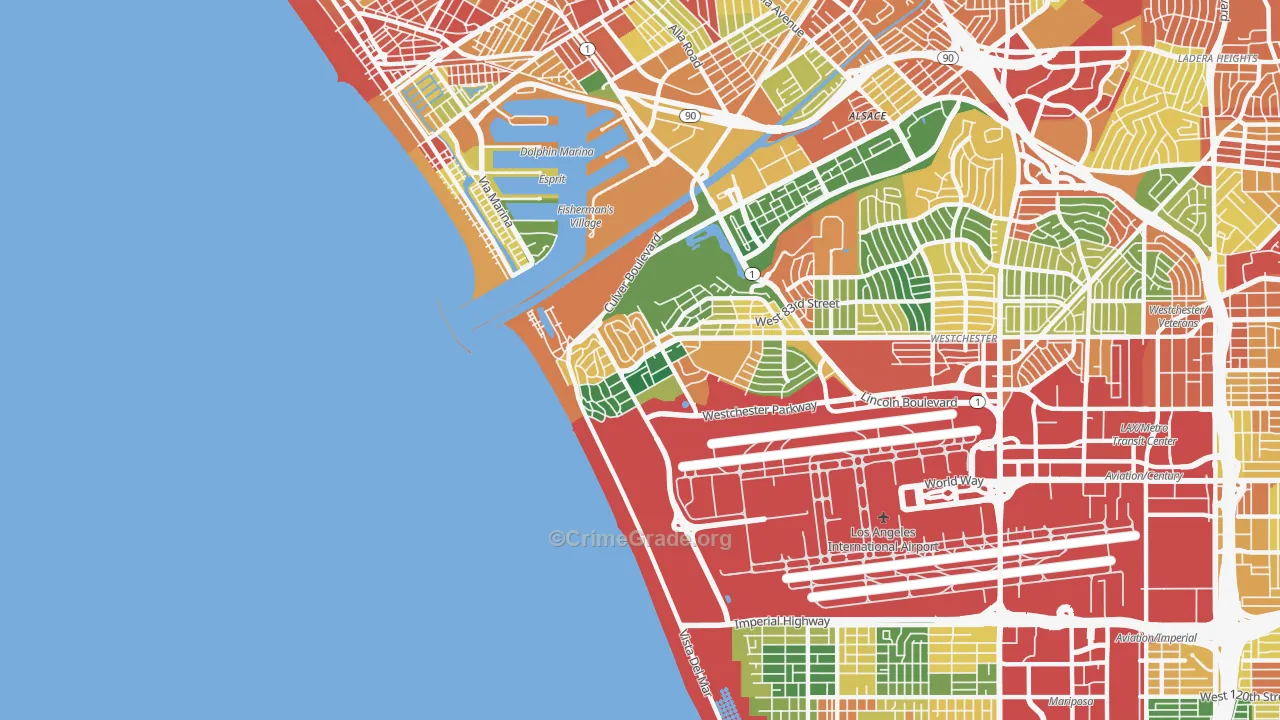 Playa Del Rey, CA Map of Assault Rates