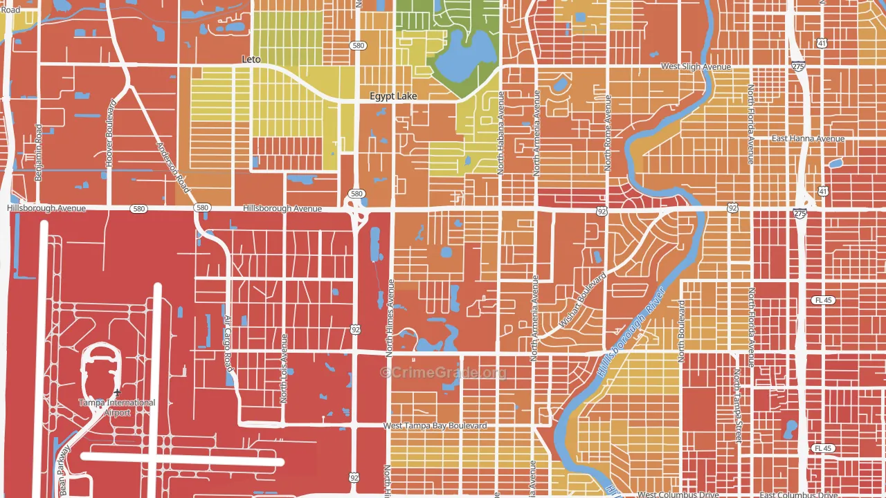 Plaza Terrace, Tampa, FL Map of Assault Rates