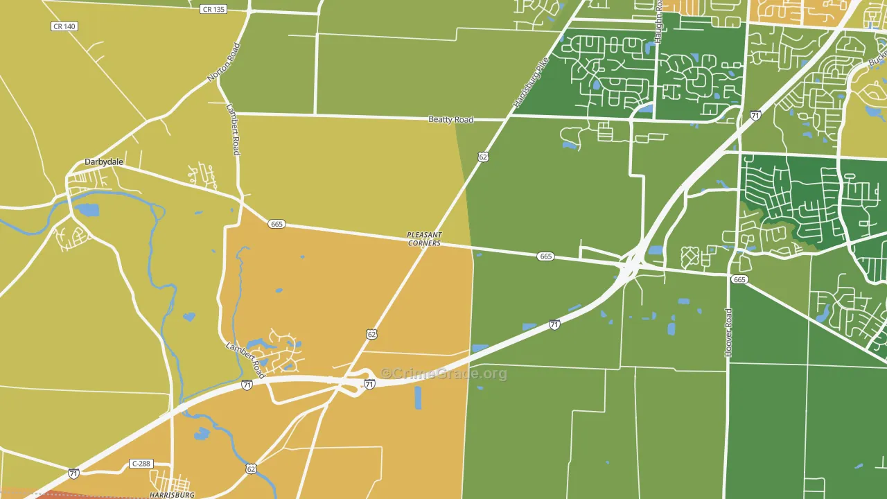 Pleasant Corners, OH Map of Assault Rates