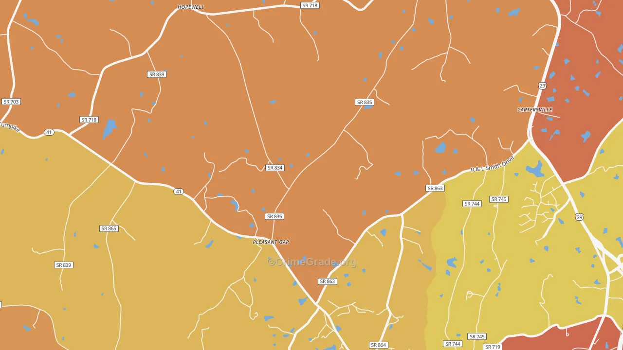 Pleasant Gap, VA Map of Assault Rates
