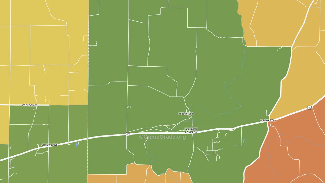 Pleasant Gardens, IN Map of Assault Rates