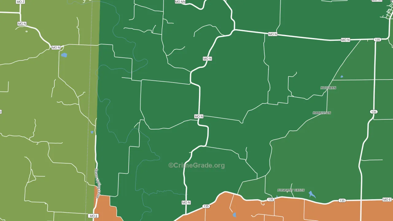 Pleasant Green, MO Map of Assault Rates