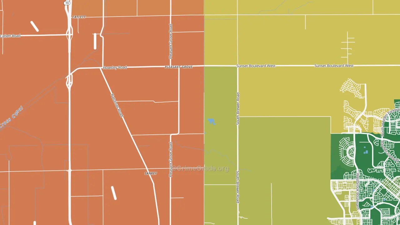 Pleasant Grove, CA Map of Assault Rates
