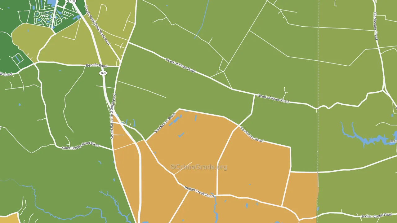 Pleasant Grove East, Chesapeake, VA Map of Assault Rates