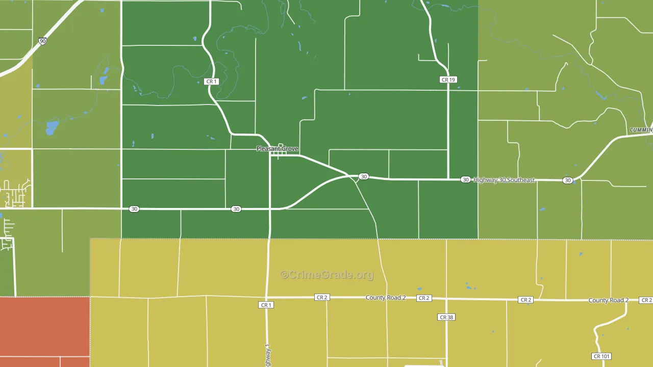 Pleasant Grove, MN Map of Assault Rates