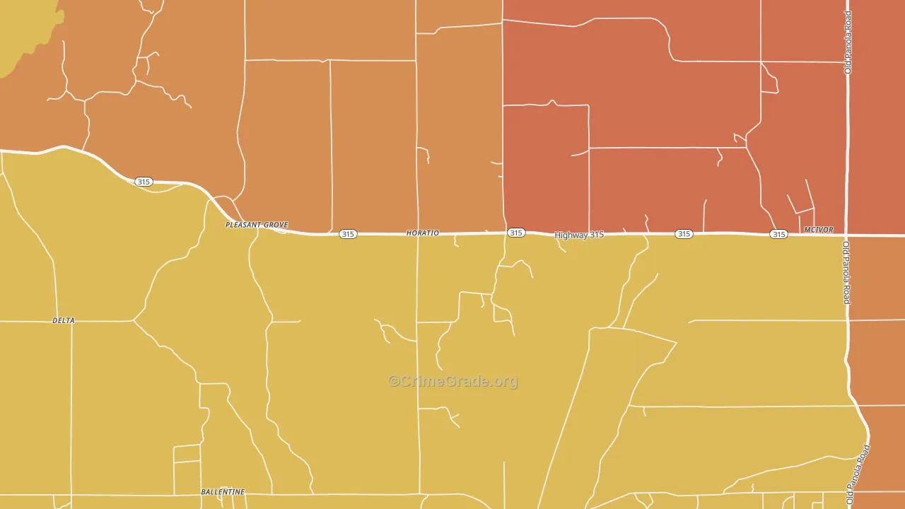 Pleasant Grove, MS Map of Assault Rates
