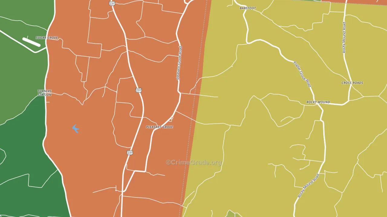 Pleasant Grove, TN Map of Assault Rates