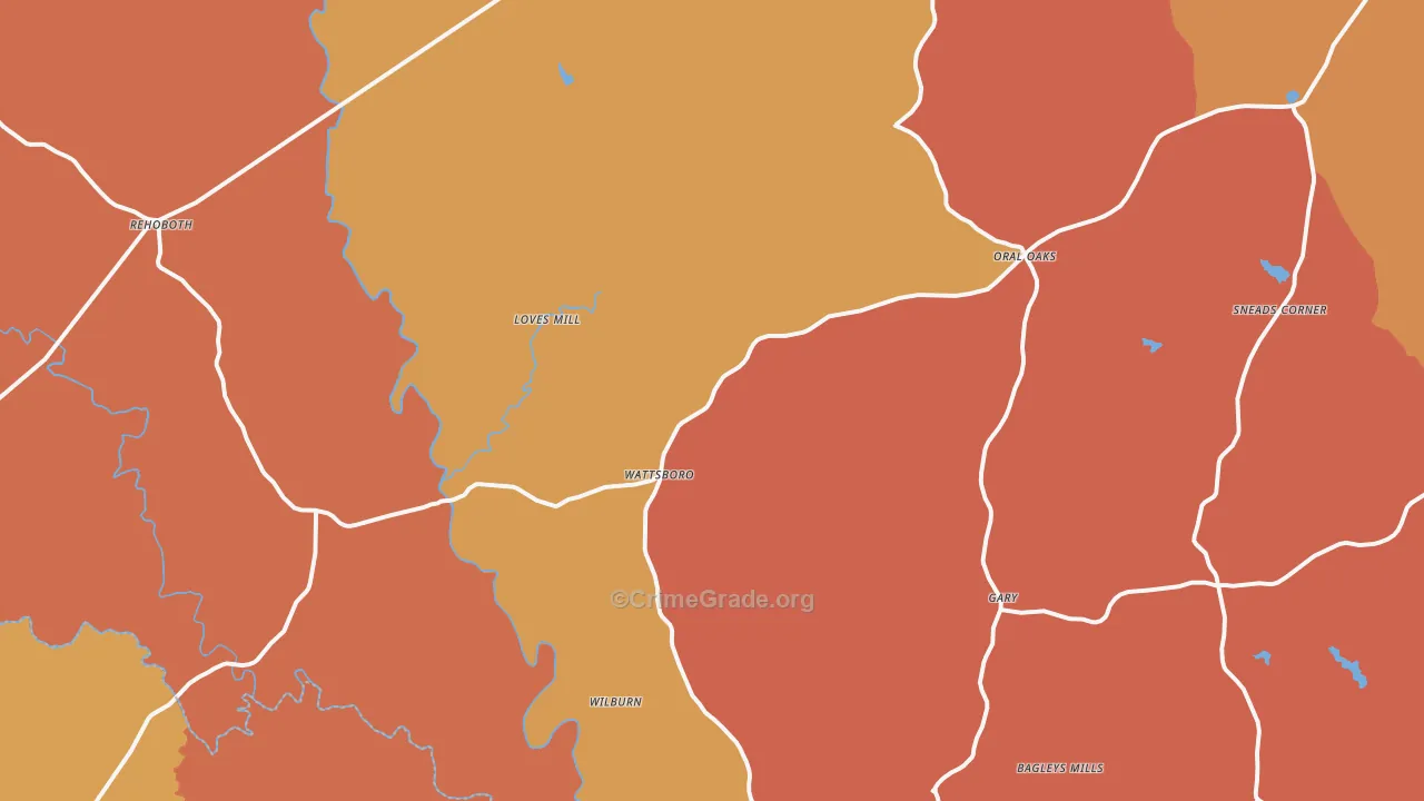 Pleasant Grove, VA Map of Assault Rates