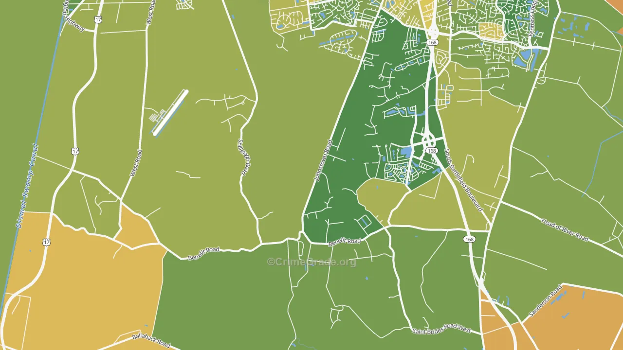 Pleasant Grove West, Chesapeake, VA Map of Assault Rates