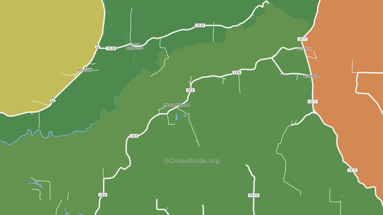 Pleasant Groves, AL Map of Assault Rates