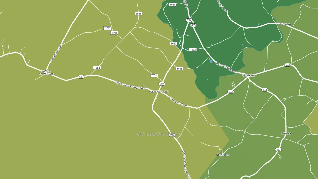 Pleasant Hall, PA Map of Assault Rates