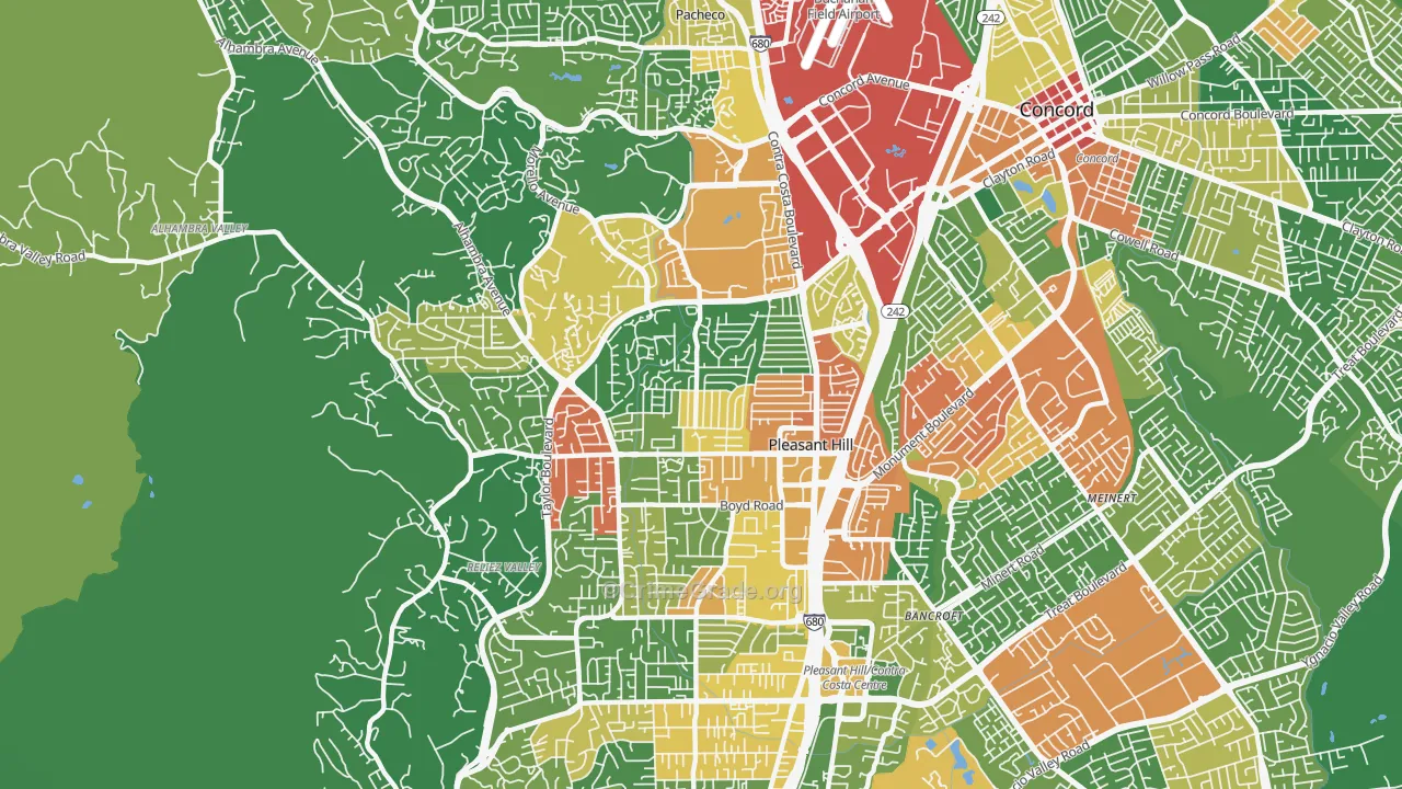Pleasant Hill, CA Map of Assault Rates