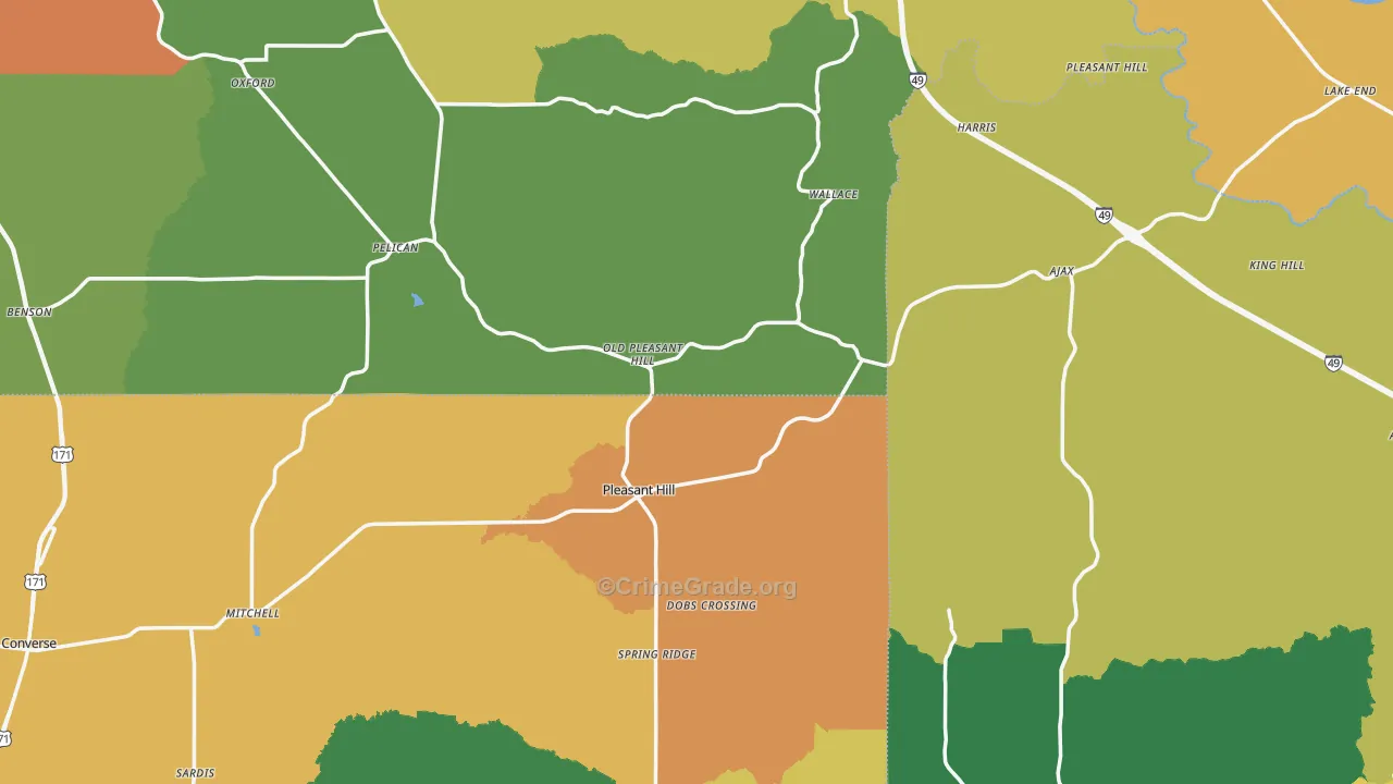 Pleasant Hill, LA Map of Assault Rates