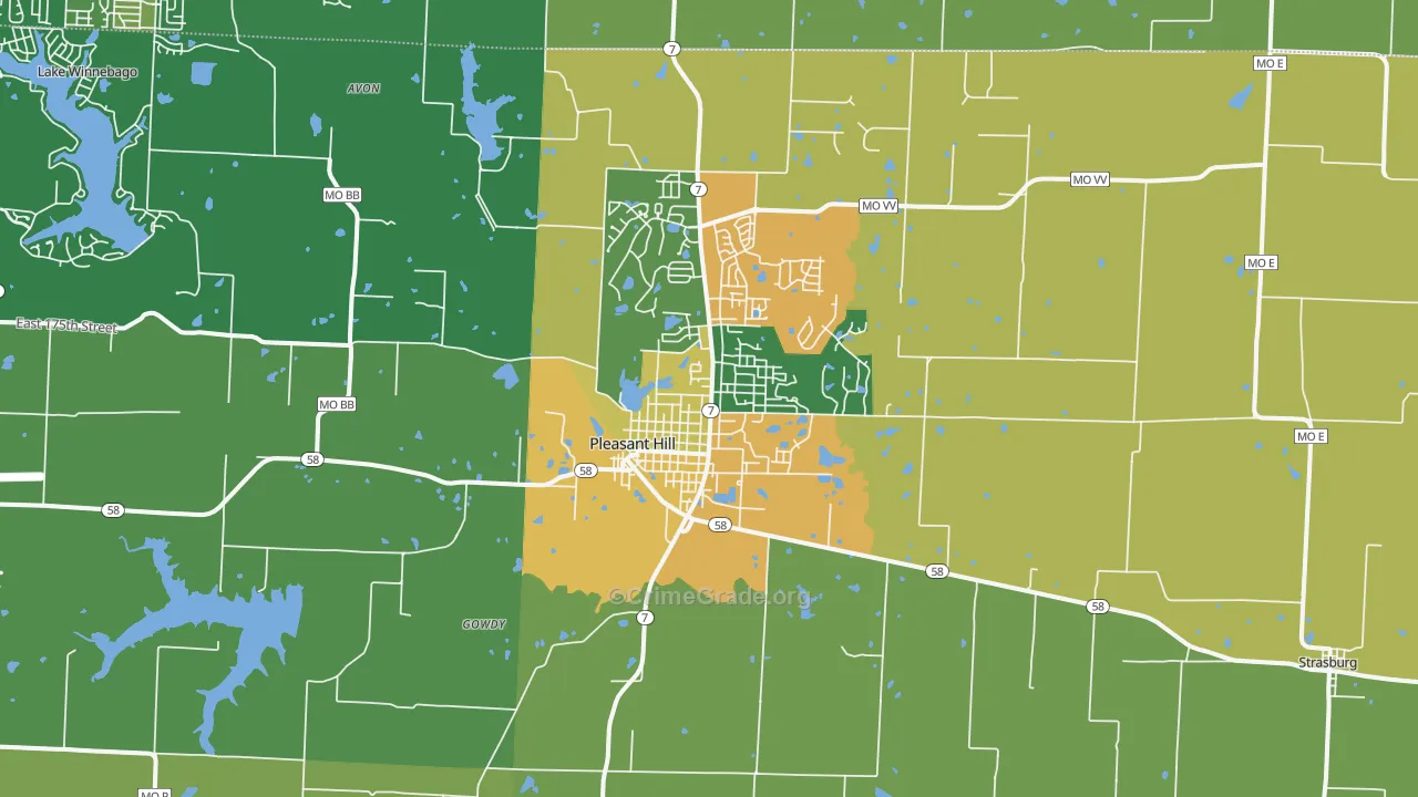 Pleasant Hill, MO Map of Assault Rates