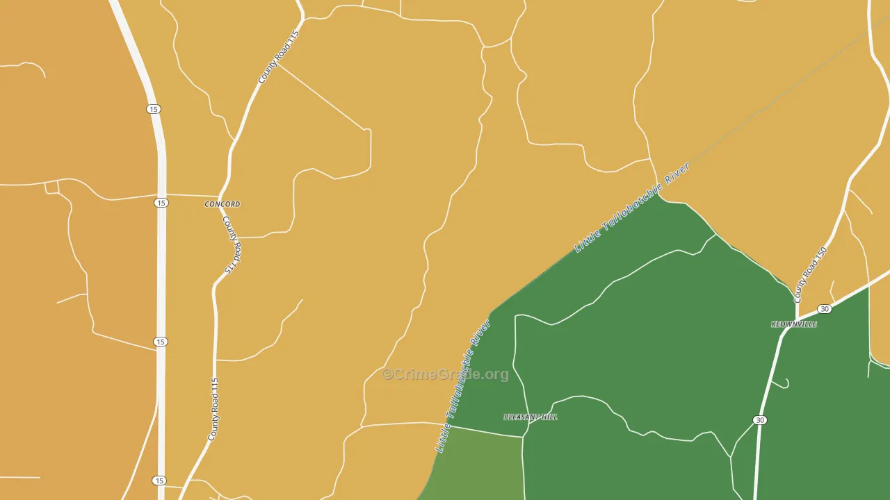 Pleasant Hill, MS Map of Assault Rates