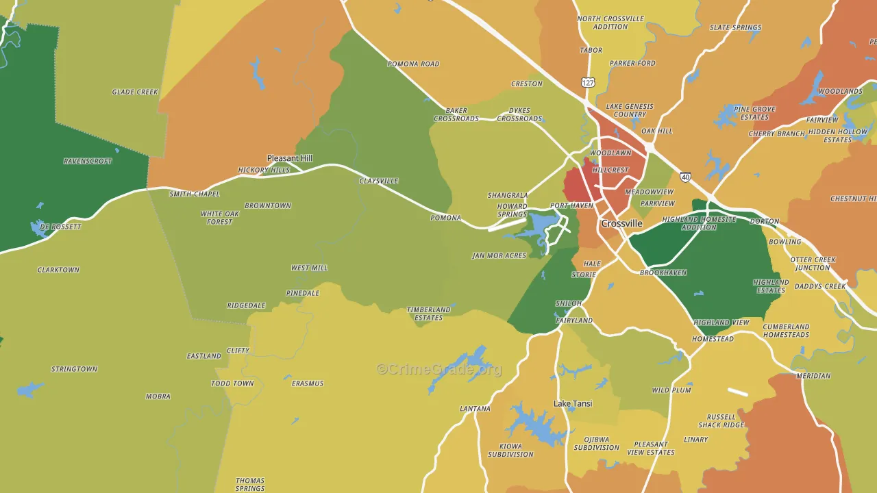 Pleasant Hill, TN Map of Assault Rates