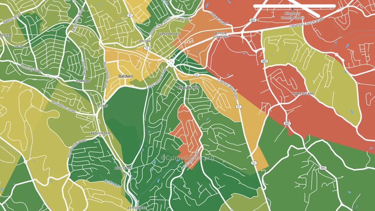Pleasant Hills, PA Map of Assault Rates