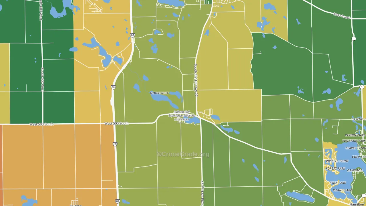 Pleasant Lake, IN Map of Assault Rates