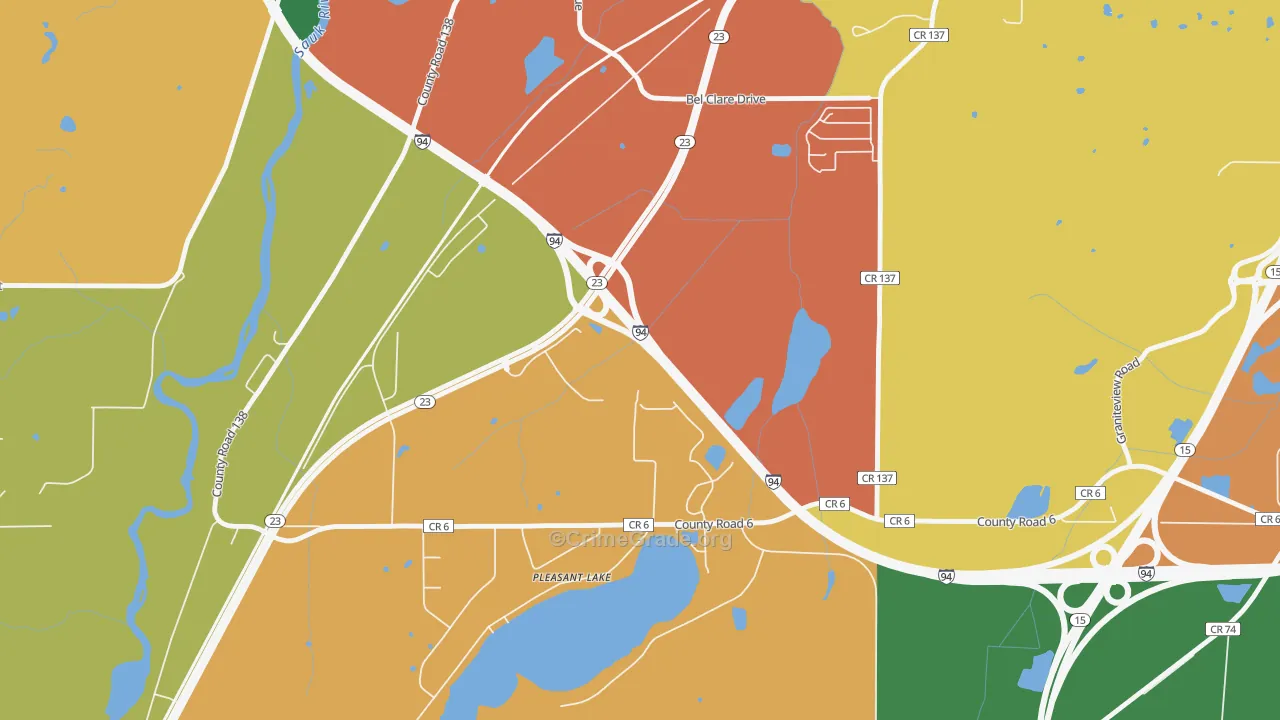 Pleasant Lake, MN Map of Assault Rates