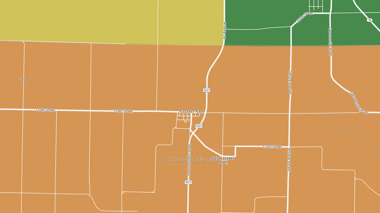 Pleasant Plain, IA Map of Assault Rates