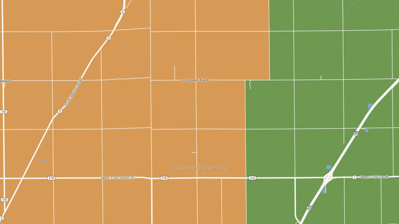 Pleasant Plain, IN Map of Assault Rates