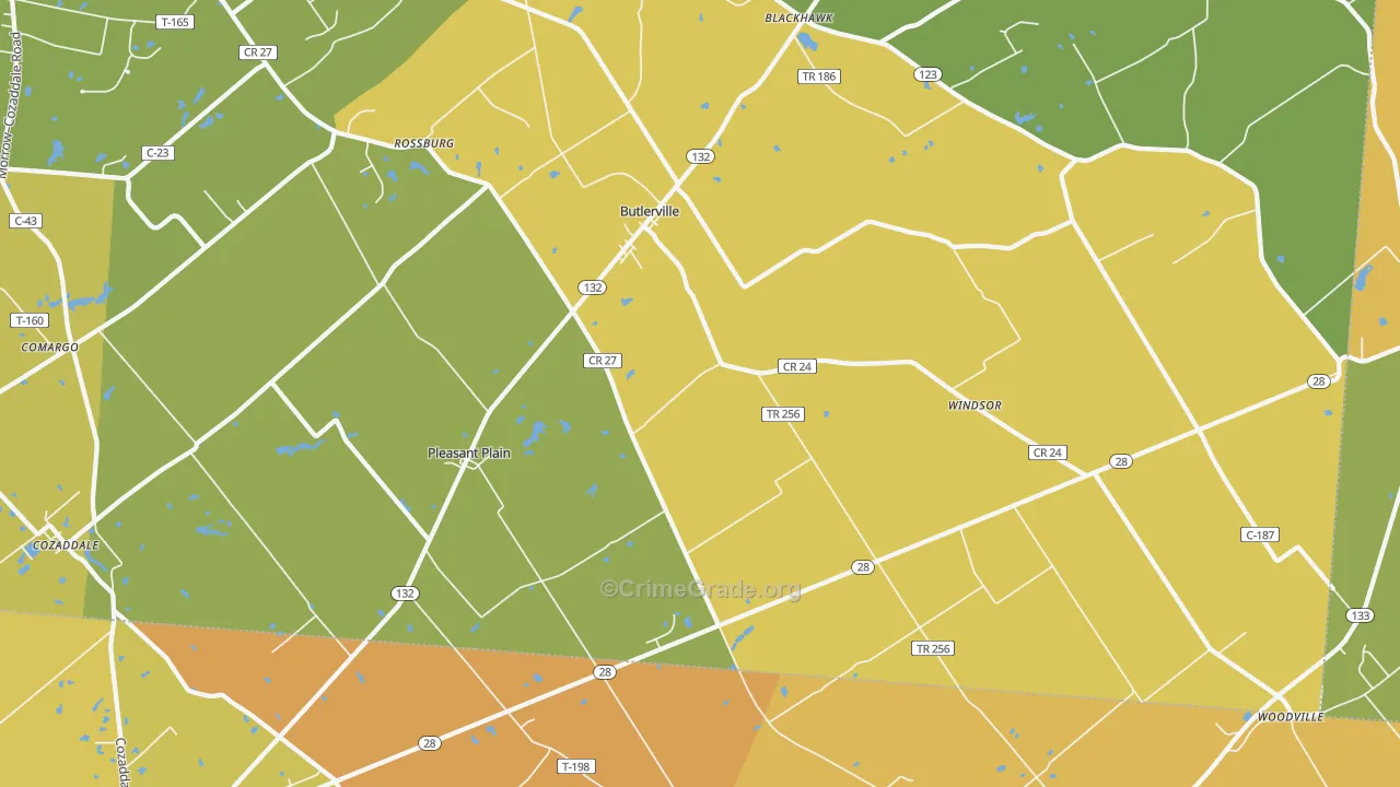 Pleasant Plain, OH Map of Assault Rates