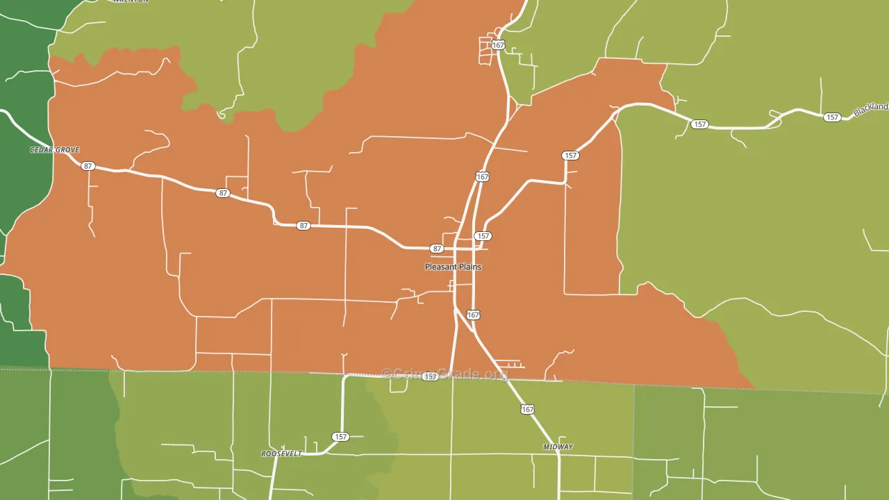 Pleasant Plains, AR Map of Assault Rates