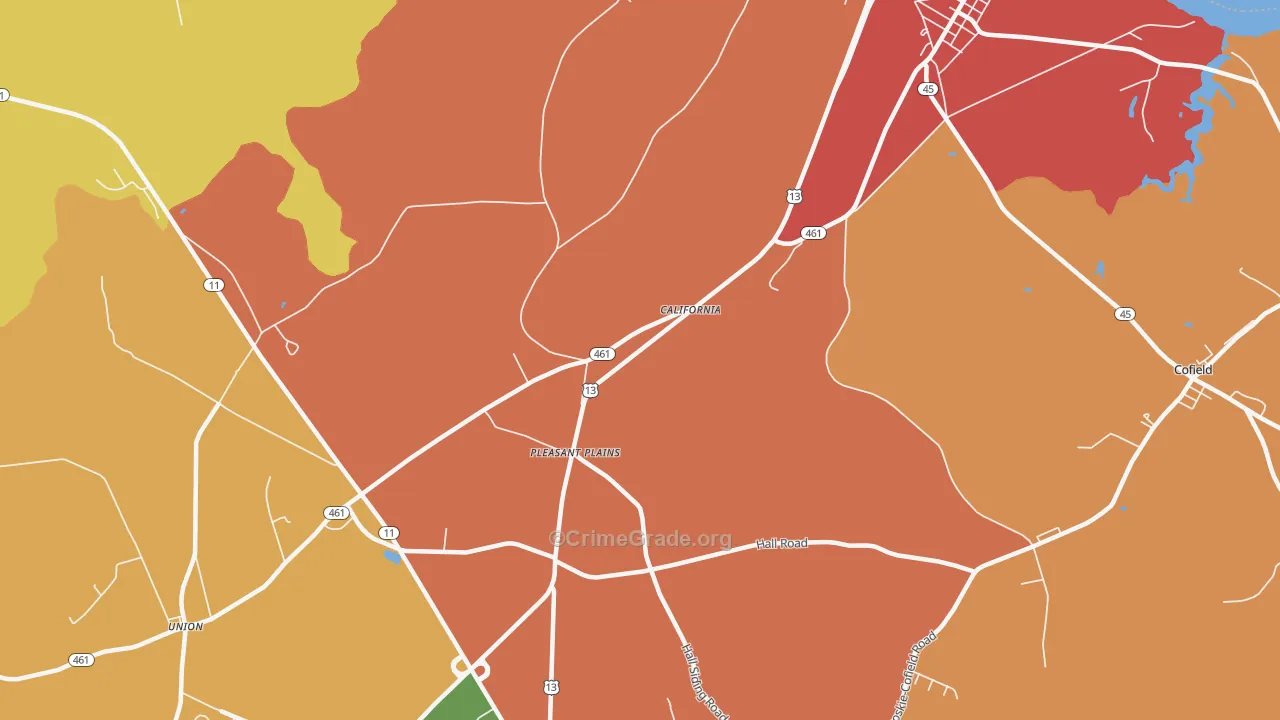 Pleasant Plains, NC Map of Assault Rates