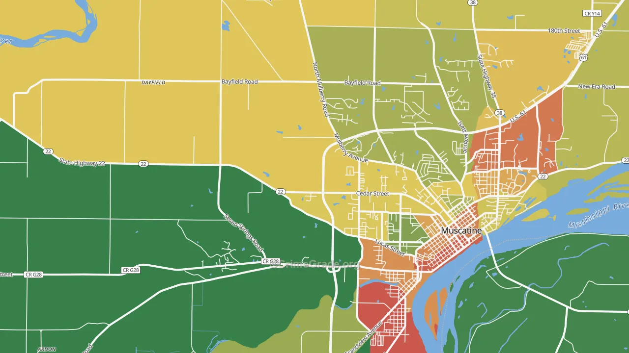 Pleasant Prairie, IA Map of Assault Rates
