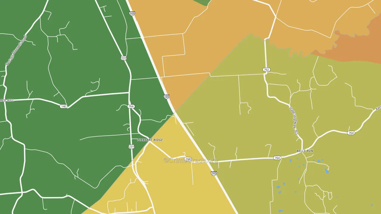 Pleasant Ridge, KY Map of Assault Rates