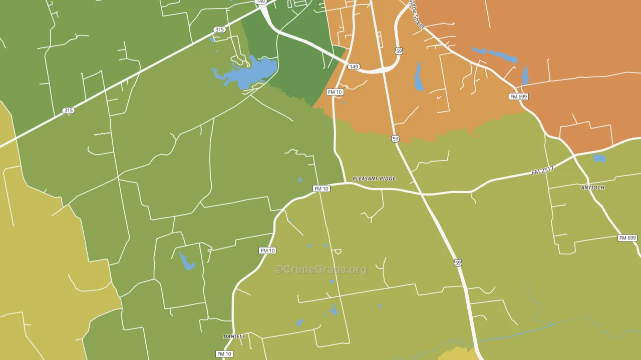 Pleasant Ridge, TX Map of Assault Rates