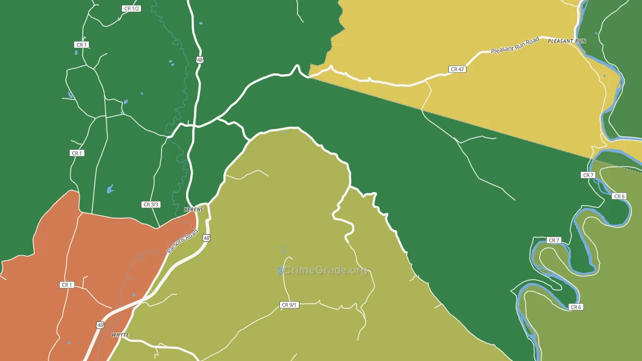 Pleasant Run, WV Map of Assault Rates