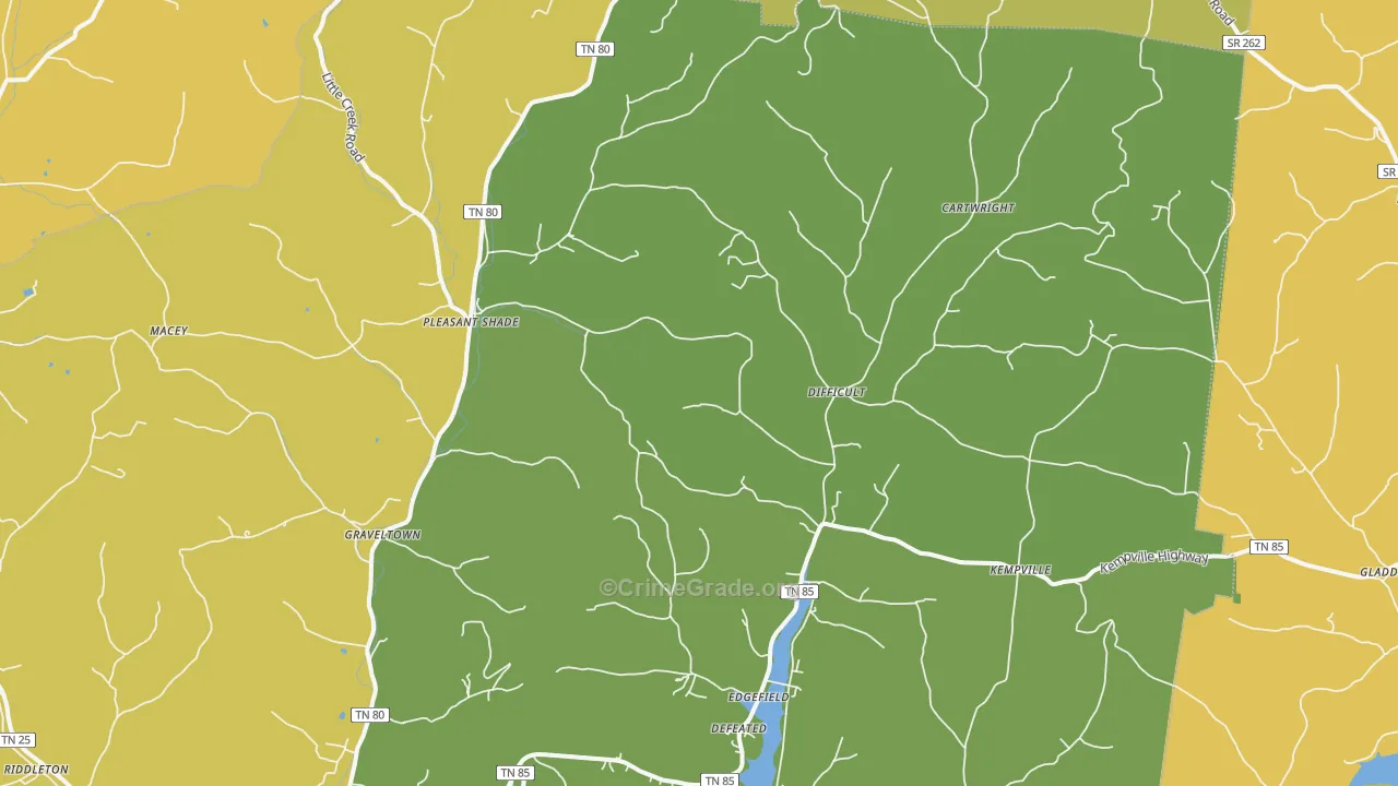 Pleasant Shade, TN Map of Assault Rates