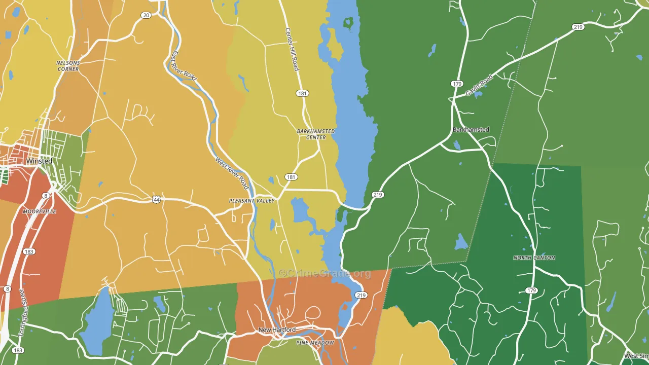 Pleasant Valley, CT Map of Assault Rates