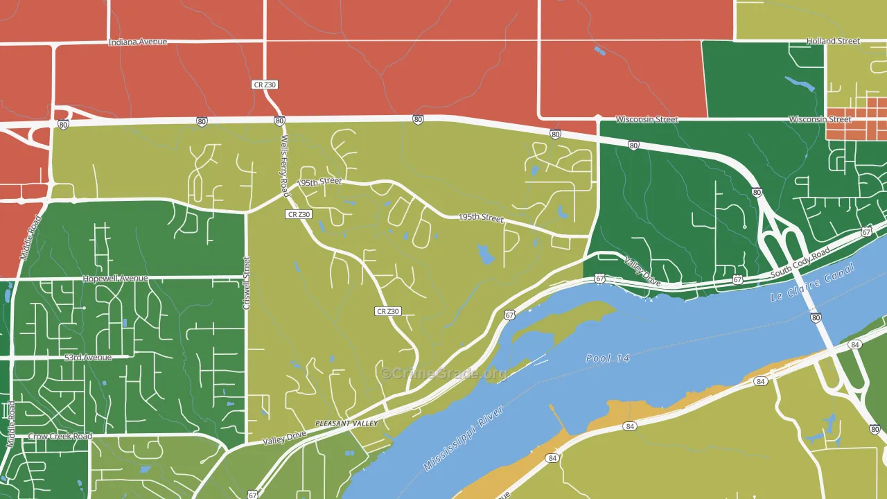 Pleasant Valley, IA Map of Assault Rates