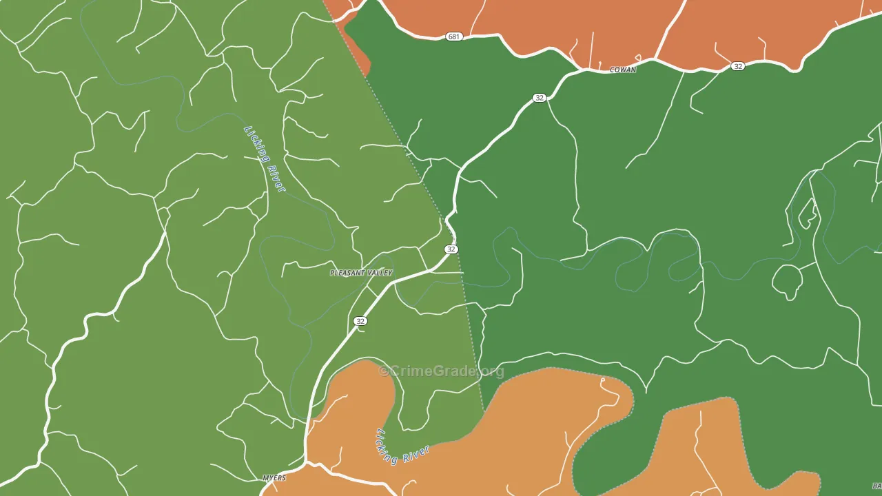 Pleasant Valley, KY Map of Assault Rates
