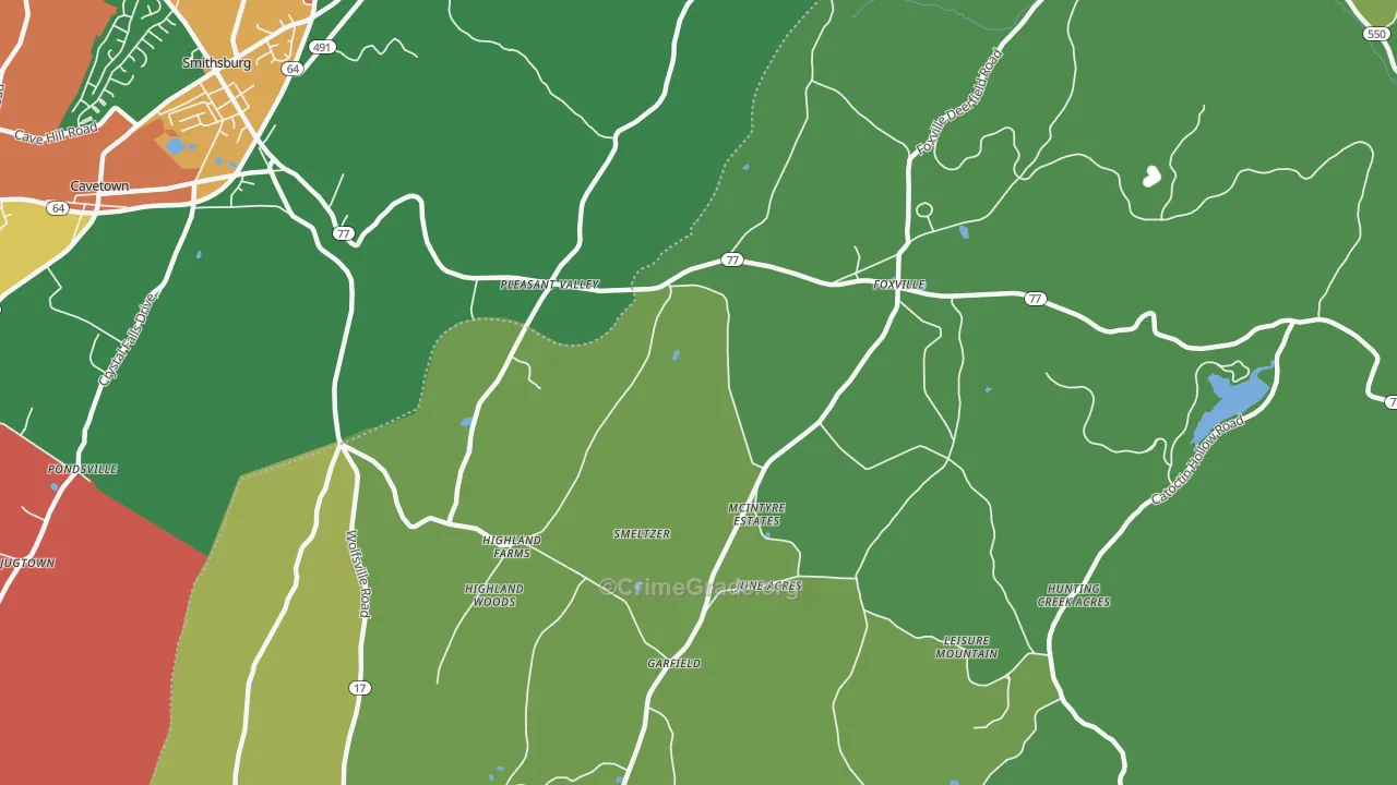 Pleasant Valley, MD Map of Assault Rates