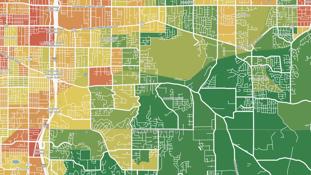 Pleasant Valley, Portland, OR Map of Assault Rates