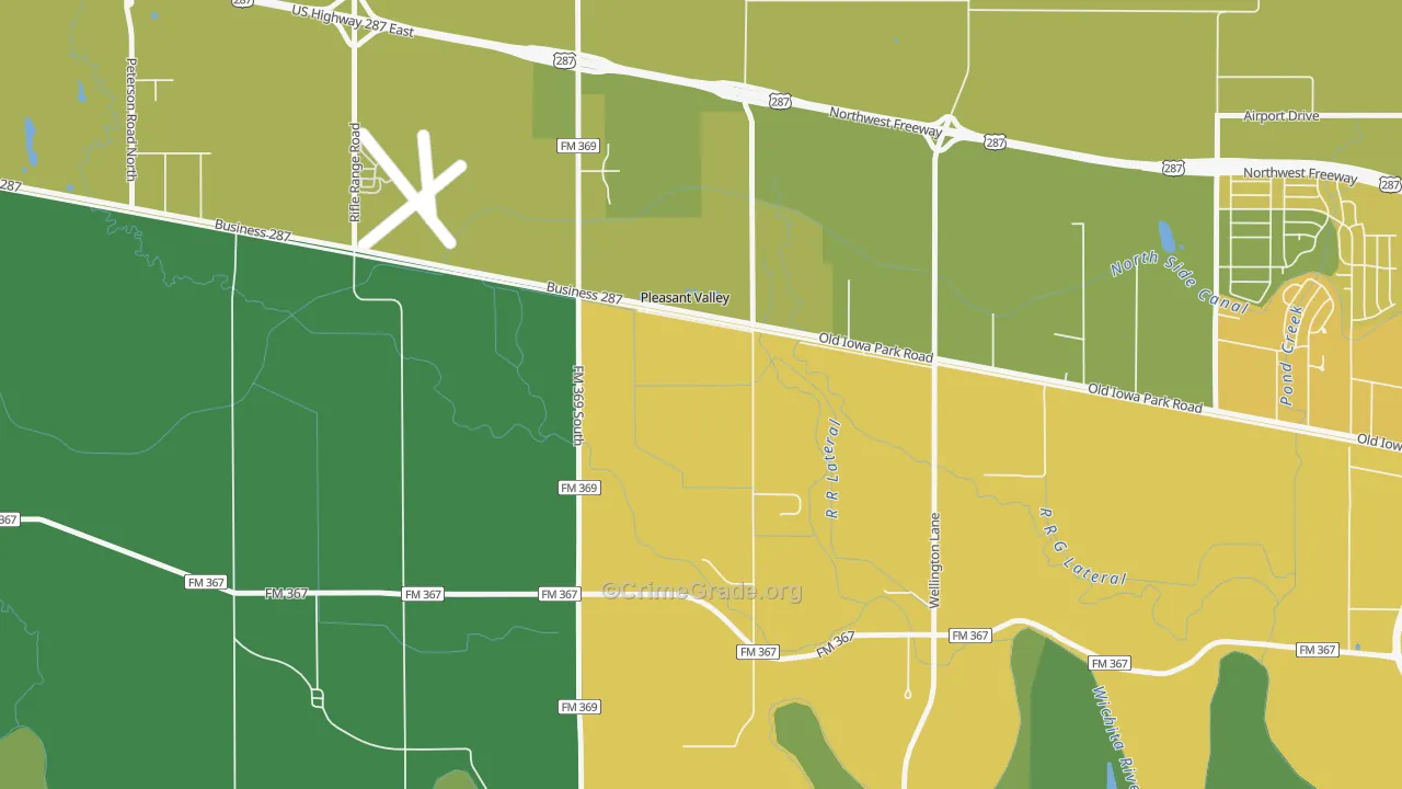 Pleasant Valley, TX Map of Assault Rates