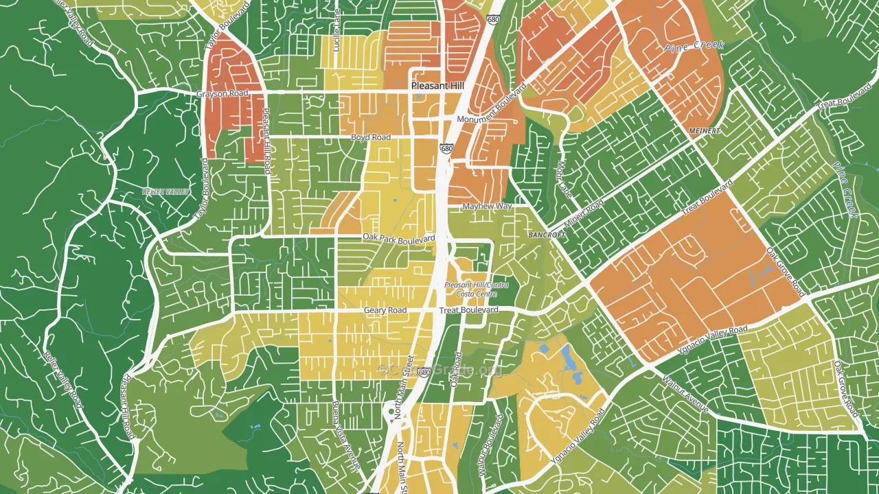 Pleasant Valley, Walnut Creek, CA Map of Assault Rates